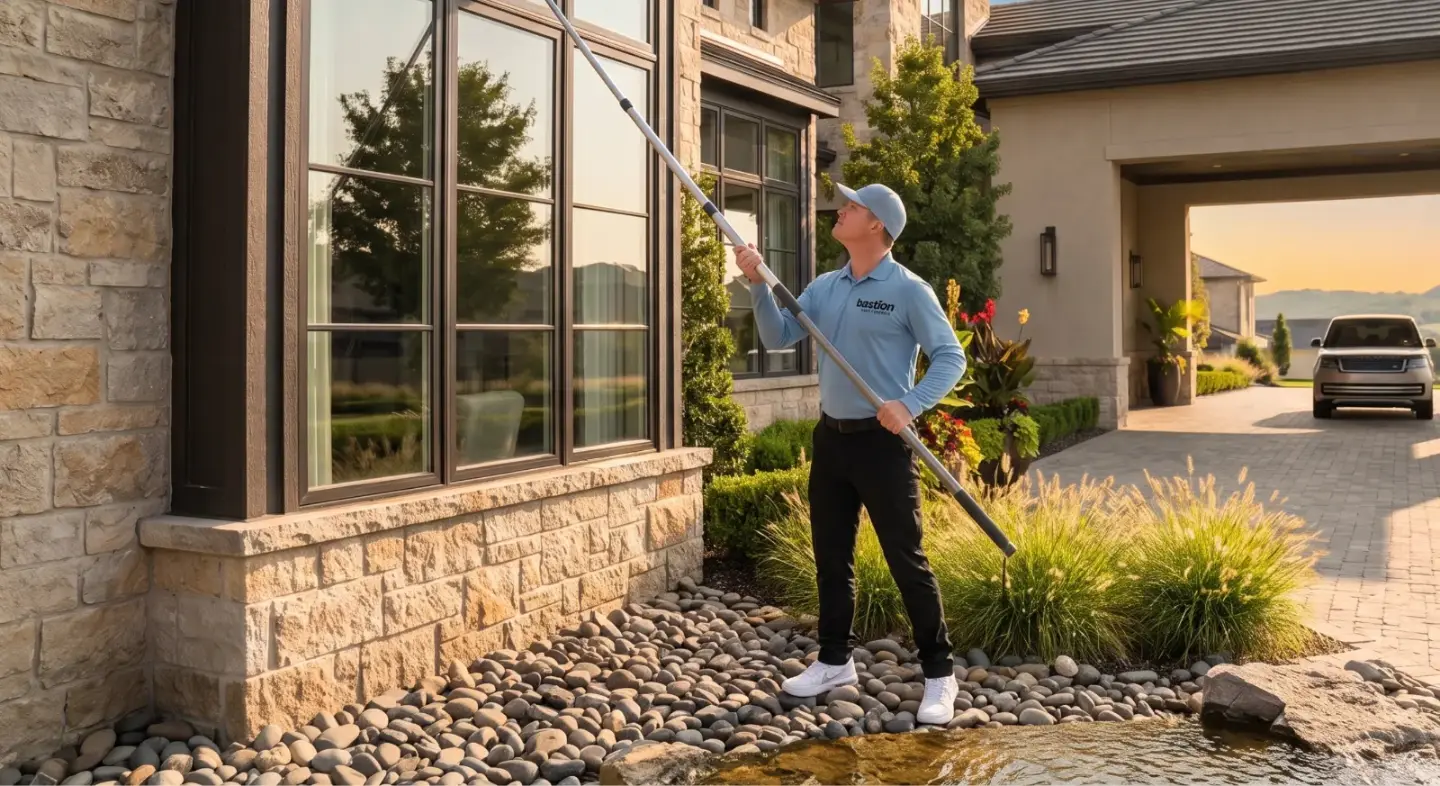 Bastion Pest Control technician treating a home in Cedar Park, TX