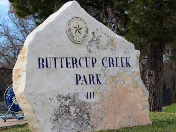 Buttercup Creek Park sign in Cedar Park, Texas serviced by Bastion Pest Control